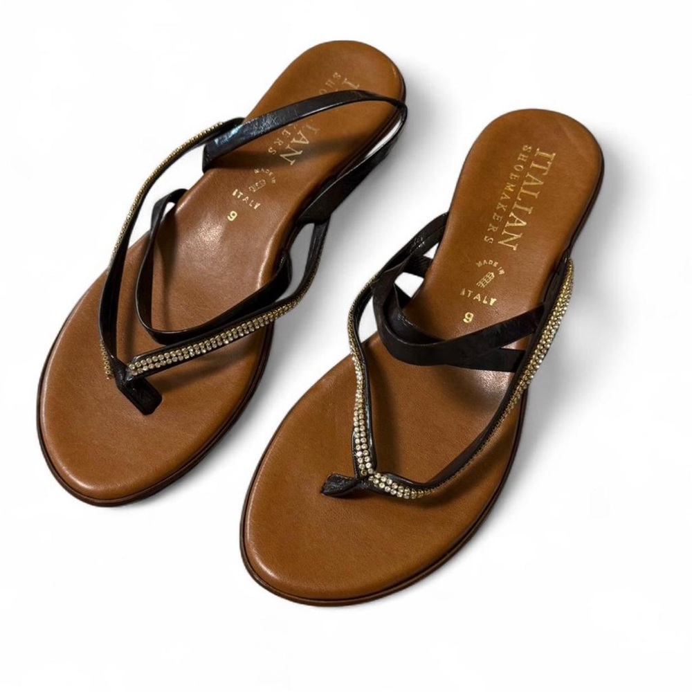 Italian Shoemakers Black and Tan Sandals